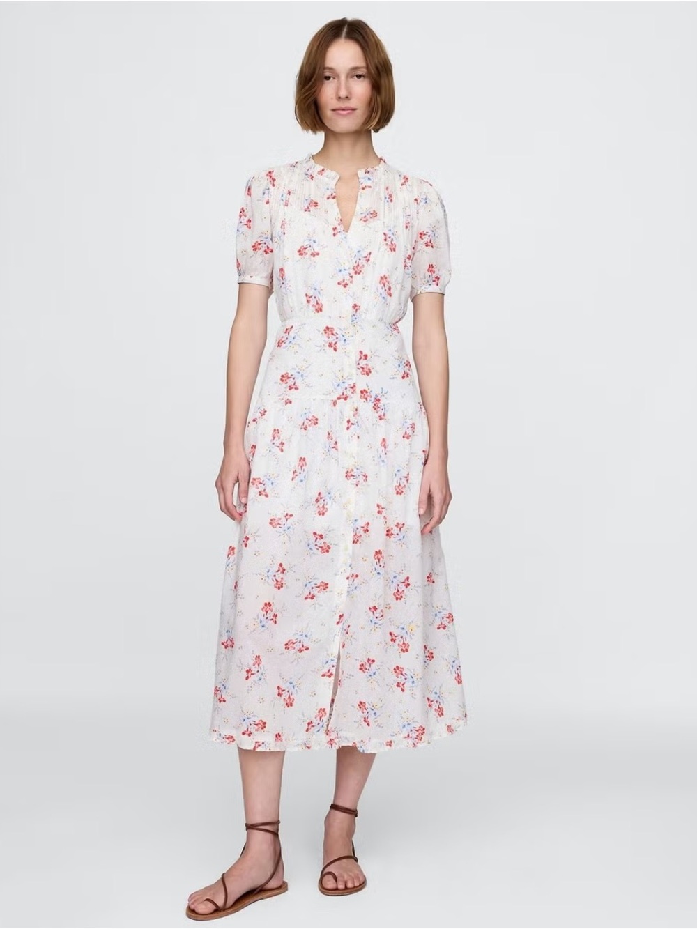 Gap × DÔEN Pintuck Floral Midi Dress Size S NWT